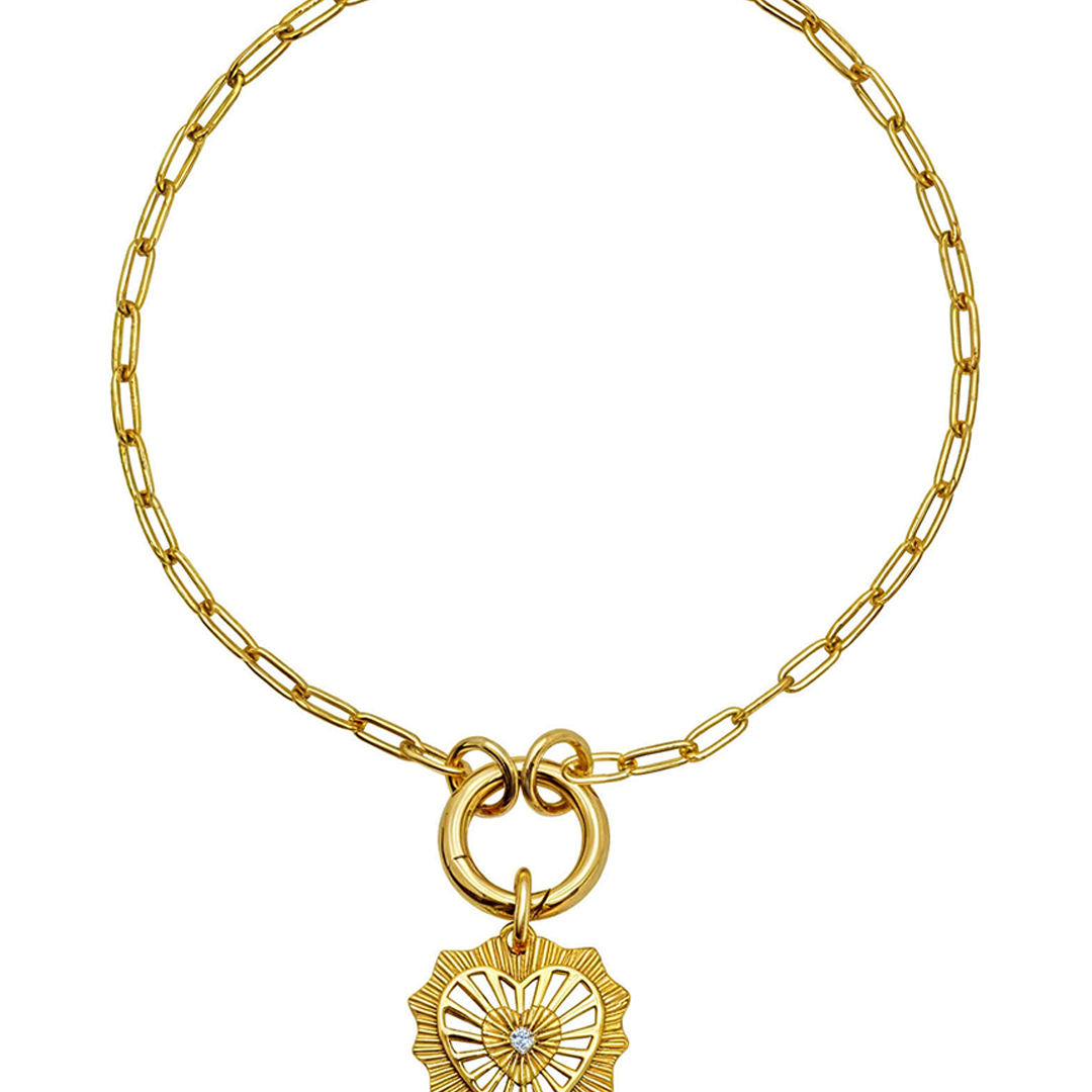 Pulsera Eterna Corazón Ardiente Charm Circonia Dorada Anamora por Tanya Moss - Tanya Moss