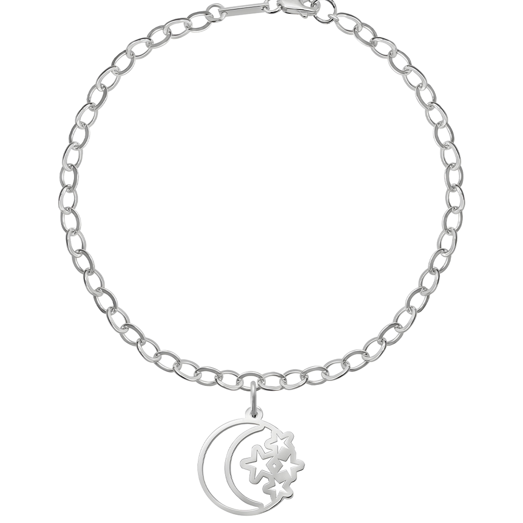 Pulsera Charm Celeste Luna Y Estrella Plata 925 Anamora by Tanya Moss - Tanya Moss