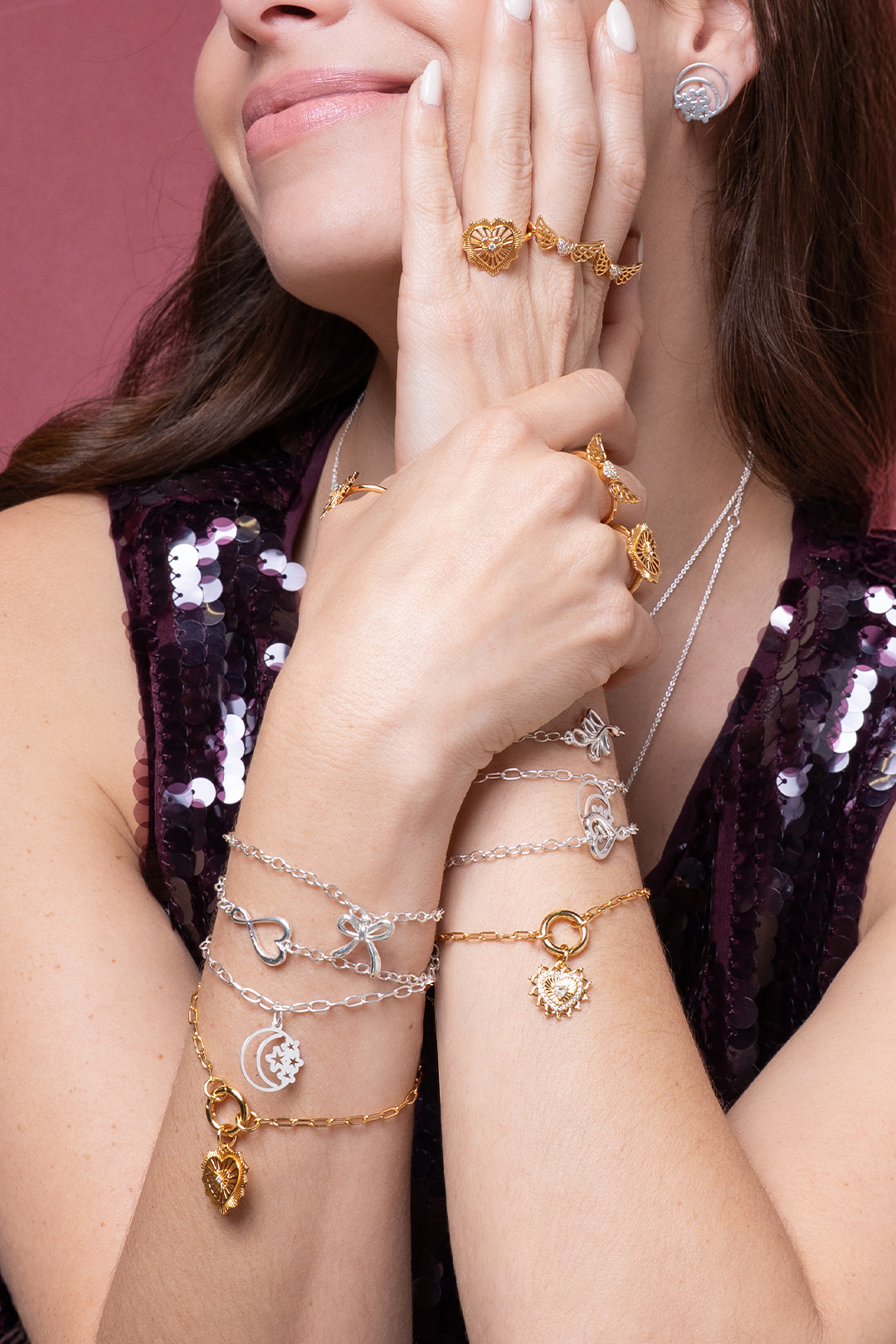 Pulsera Charm Celeste Luna Y Estrella Plata 925 Anamora by Tanya Moss - Tanya Moss