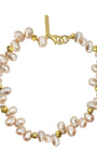 Pulsera Plata 925 Marina Perla Rosa Despeinada con Piritadora Anamora