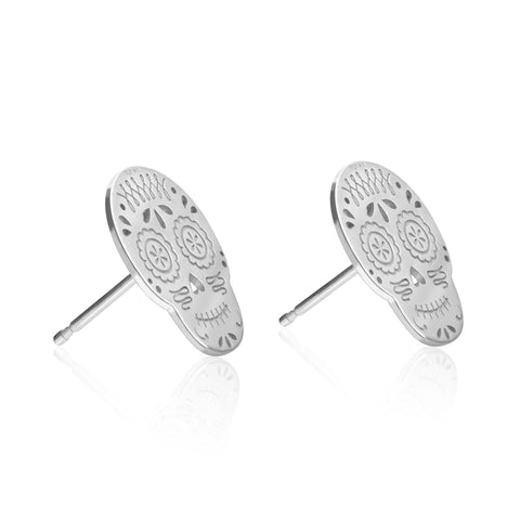 Broqueles Calaverita de Azúcar Plata Anamora por Tanya Moss