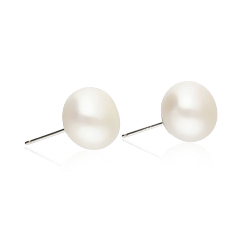 Broqueles Mujer Plata 925 Perla Boton Blanca Anamora por Tanya Moss