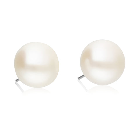 Broqueles Mujer Plata 925 Perla Boton Blanca Anamora por Tanya Moss