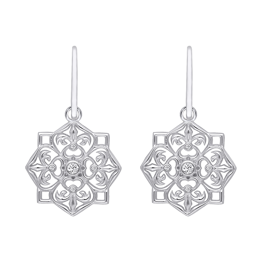 Aretes Mujer Plata 925 Mandala Rombo Anamora Por Tanya Moss