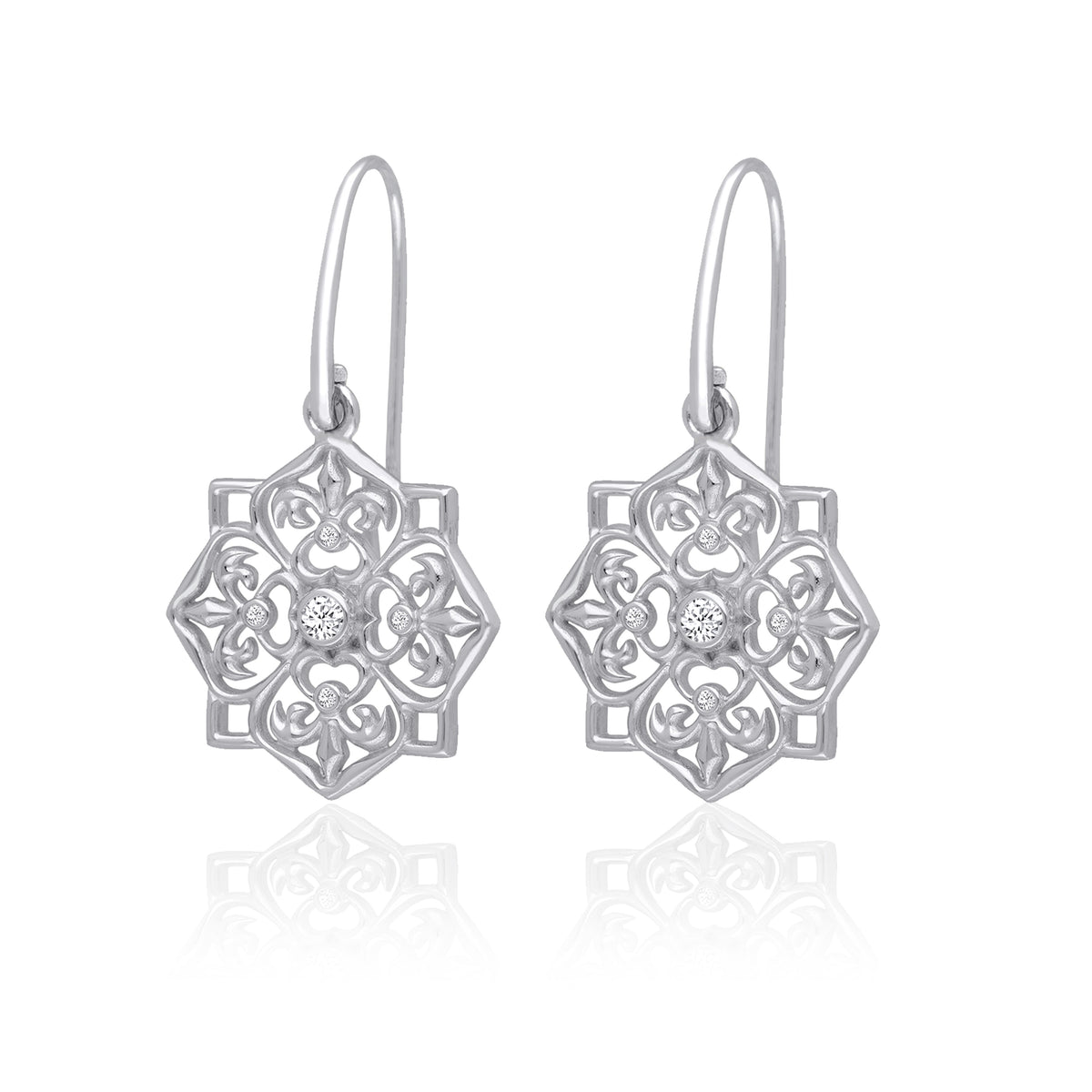 Aretes Mujer Plata 925 Mandala Rombo Anamora Por Tanya Moss