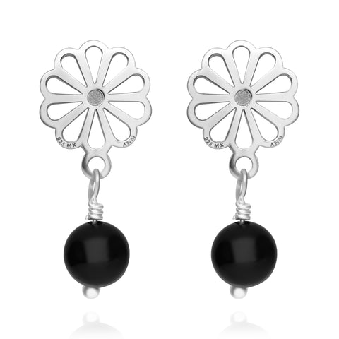 Broqueles Mujer Plata 925 Barro Negro Gota Agata Anamora por Tanya Moss