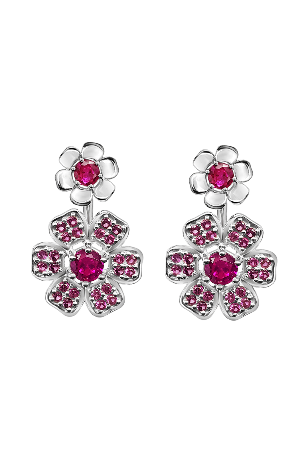 Aretes Mujer Plata 925  Flor Rosa Cristales Anamora por Tanya Moss - Tanya Moss