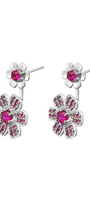Aretes Mujer Plata 925  Flor Rosa Cristales Anamora por Tanya Moss - Tanya Moss
