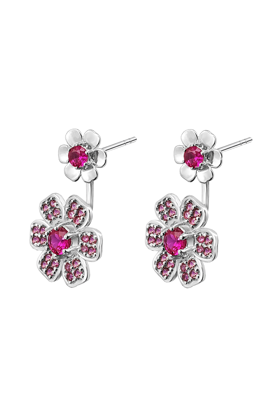 Aretes Mujer Plata 925  Flor Rosa Cristales Anamora por Tanya Moss - Tanya Moss