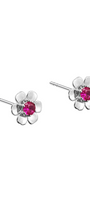 Aretes Mujer Plata 925  Flor Rosa Cristales Anamora por Tanya Moss - Tanya Moss