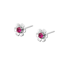Aretes Anamora Florecer Dobles Flor Rosa Con Cristales