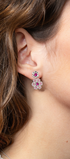 Aretes Mujer Plata 925  Flor Rosa Cristales Anamora por Tanya Moss - Tanya Moss
