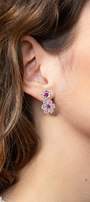 Aretes Mujer Plata 925  Flor Rosa Cristales Anamora por Tanya Moss - Tanya Moss