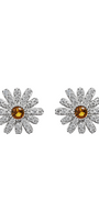 Aretes Mujer Plata 925  Flor Blanca Cristales Anamora por Tanya Moss - Tanya Moss