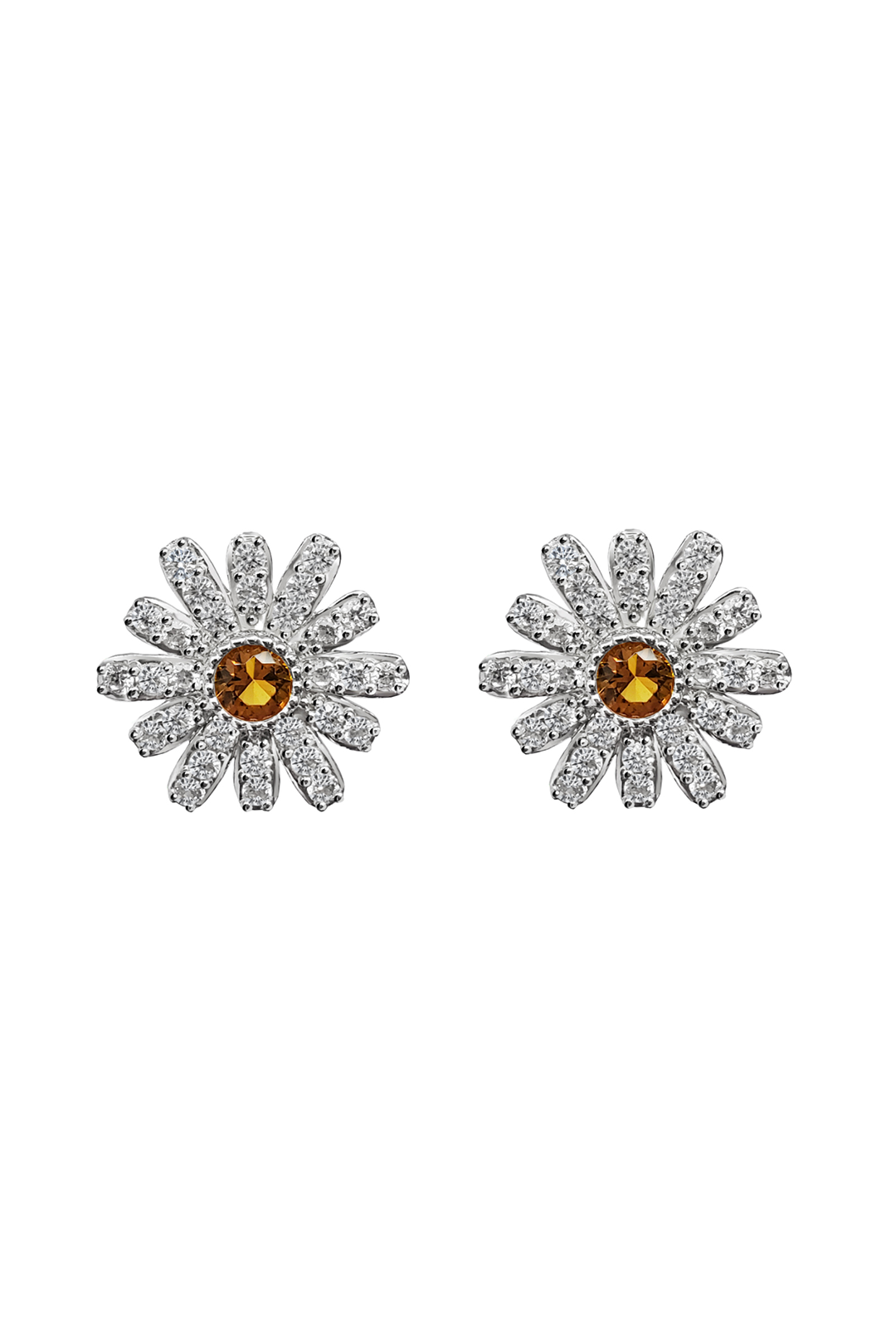 Aretes Mujer Plata 925  Flor Blanca Cristales Anamora por Tanya Moss - Tanya Moss