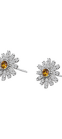 Aretes Mujer Plata 925  Flor Blanca Cristales Anamora por Tanya Moss - Tanya Moss