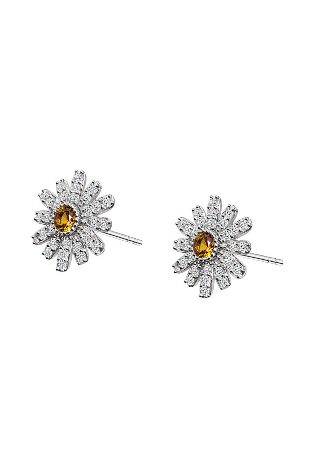 Aretes Mujer Plata 925  Flor Blanca Cristales Anamora por Tanya Moss - Tanya Moss