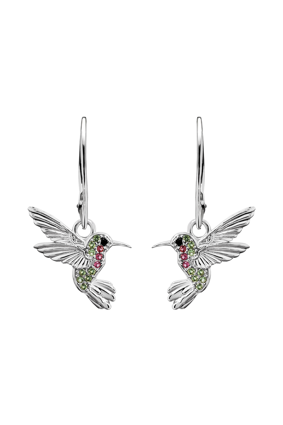 Aretes Mujer Plata 925  Flor Colibrí Cristales Anamora por Tanya Moss