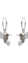 Aretes Mujer Plata 925  Flor Colibrí Cristales Anamora por Tanya Moss - Tanya Moss
