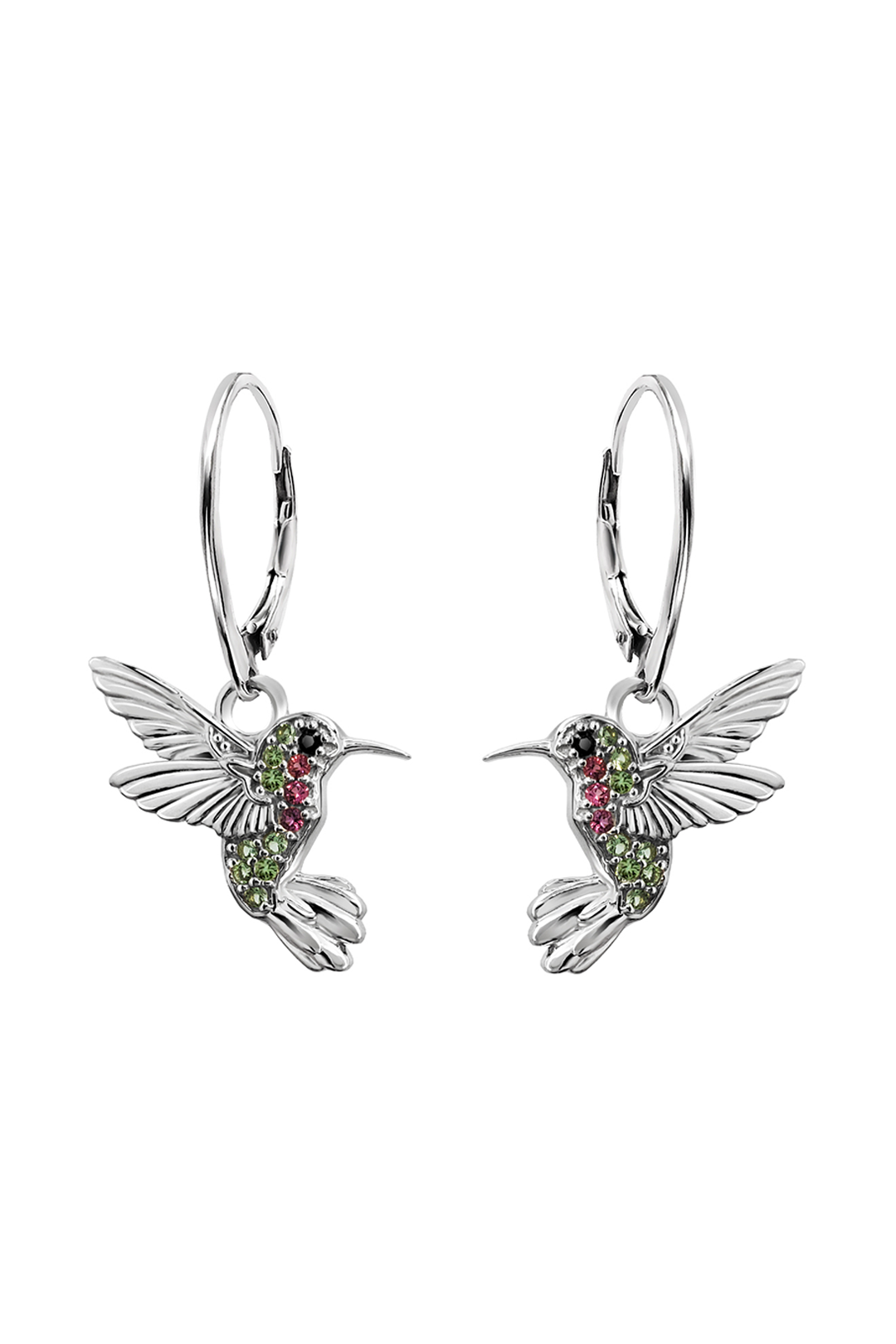 Aretes Mujer Plata 925  Flor Colibrí Cristales Anamora por Tanya Moss - Tanya Moss