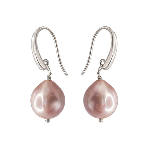 Aretes Mujer Plata 925 Perlas Perla Rosa Anamora Por Tanya Moss