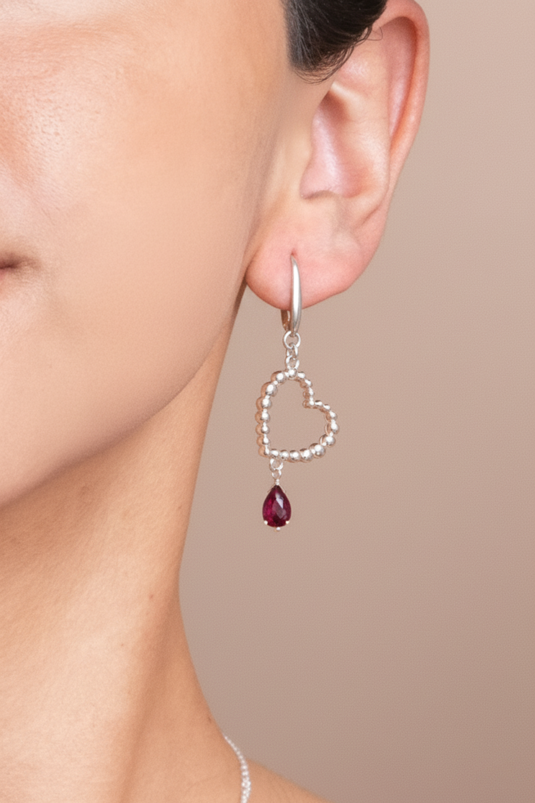 Aretes Mujer Plata 925 Burbujas Corazon Grande Anamora por Tanya Moss