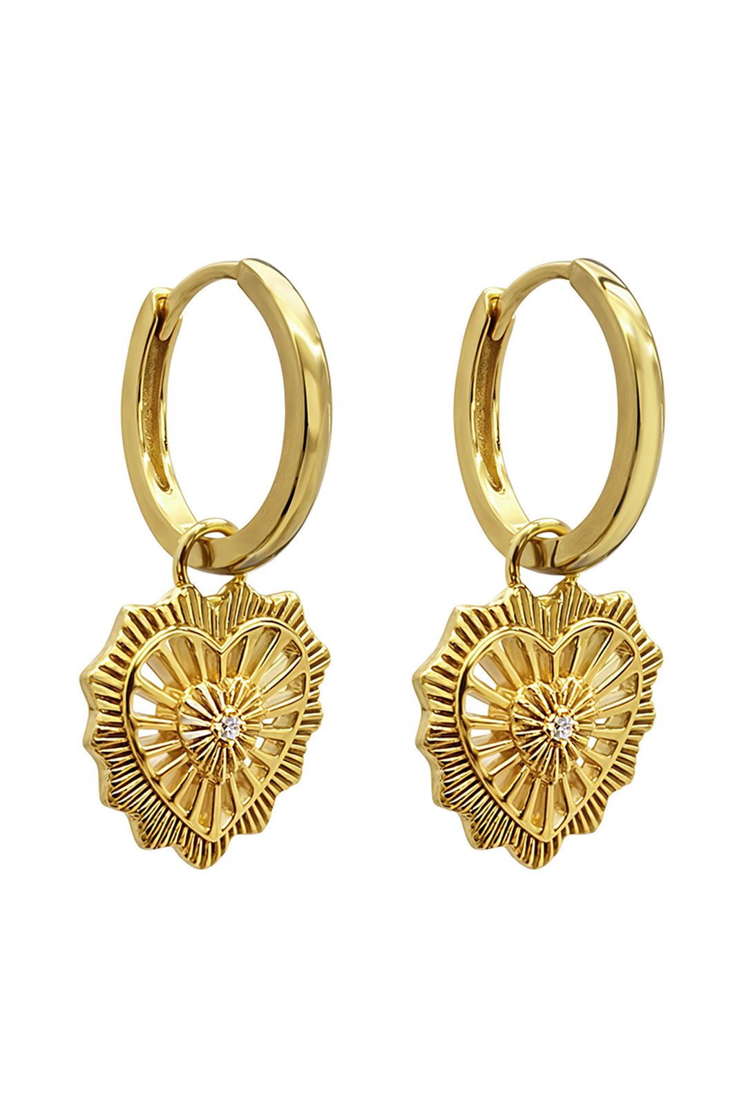 Aretes Eterna Corazón Ardiente Circonias Anamora por Tanya Moss