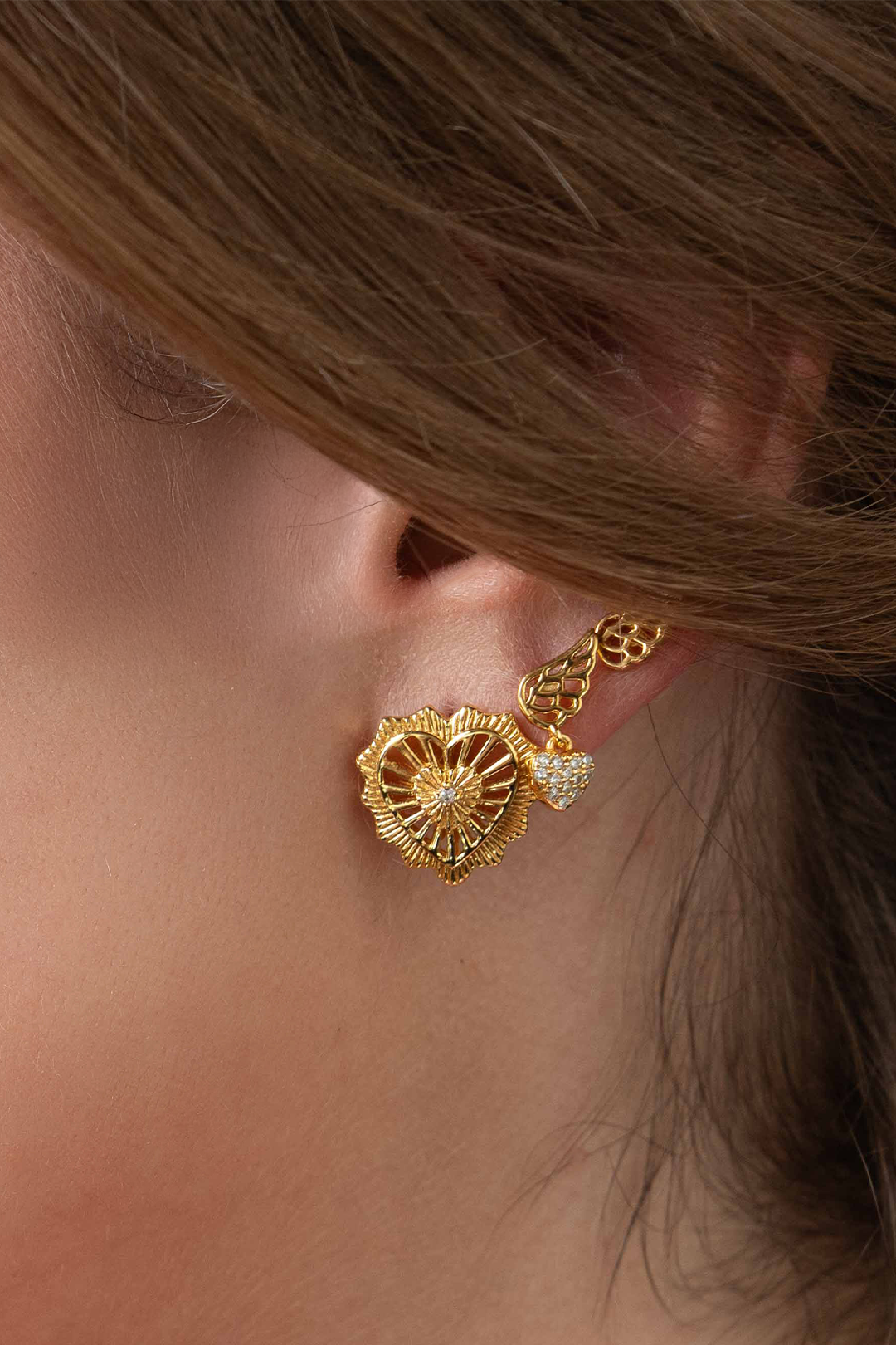 Broqueles Eterna Corazón Ardiente Circonias Anamora por Tanya Moss - Tanya Moss