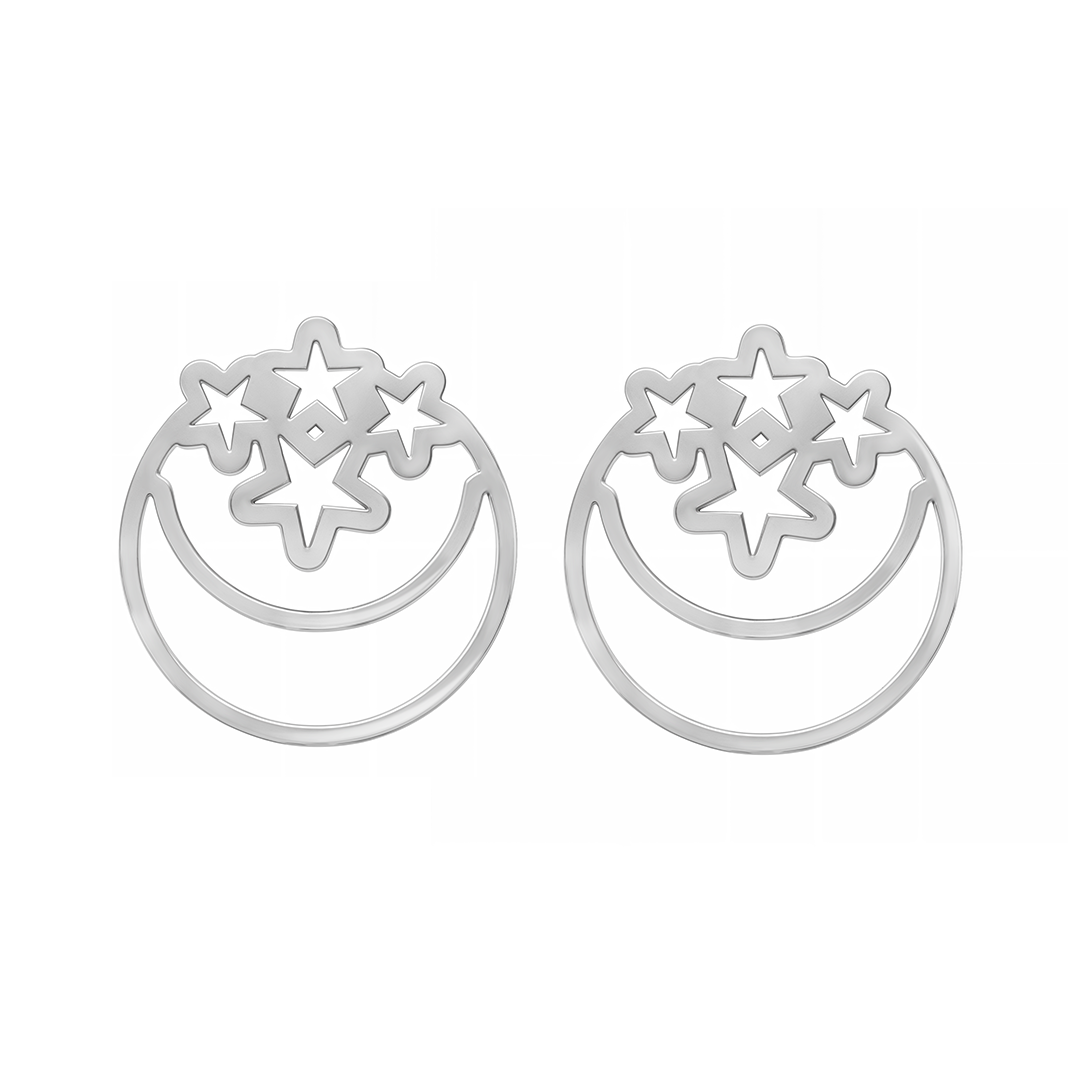 Broqueles Celeste Luna Y Estrellas Plata 925 Anamora by Tanya Moss