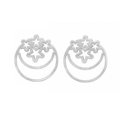 Broqueles Celeste Luna Y Estrellas Plata 925 Anamora by Tanya Moss