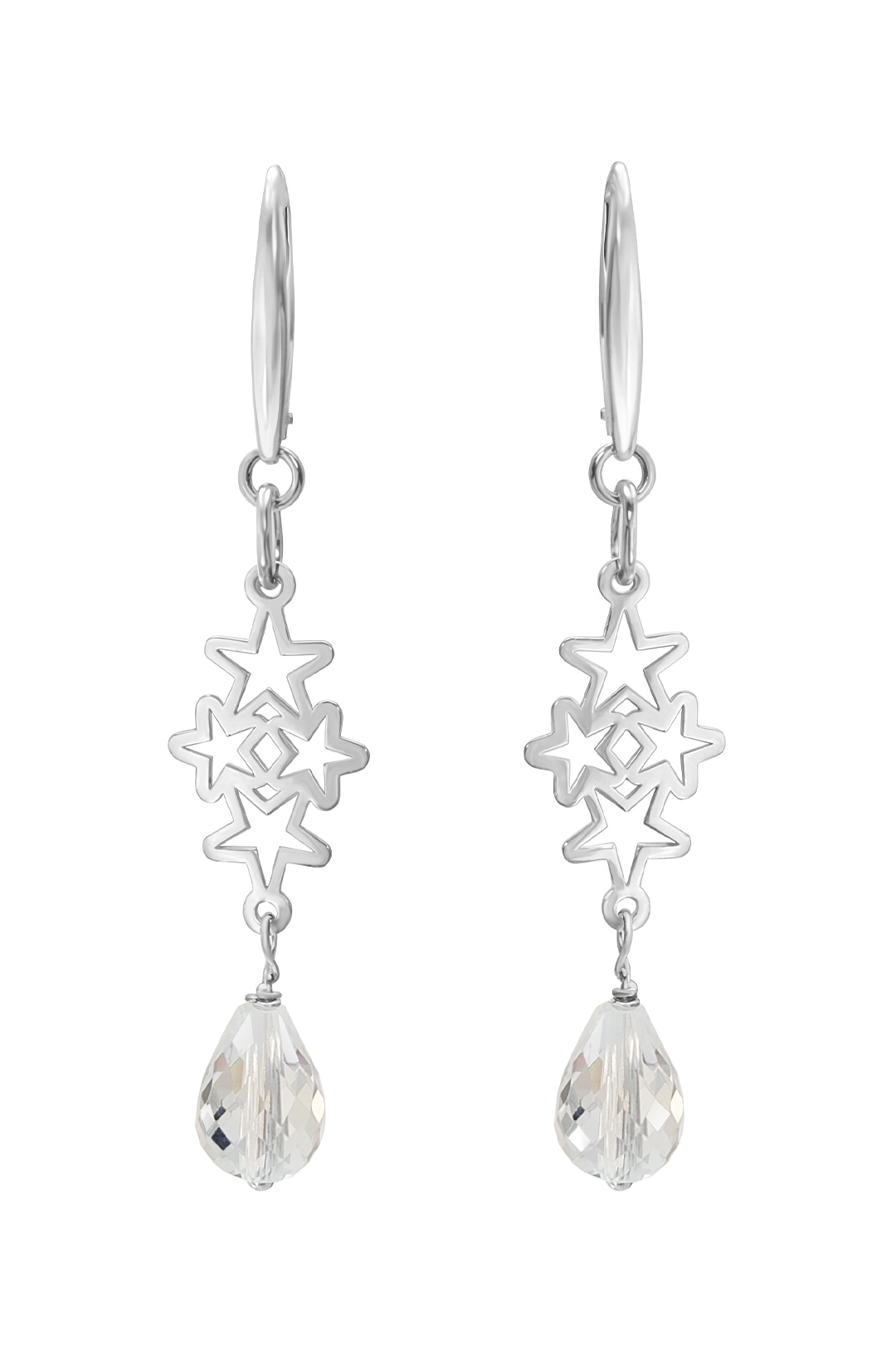 Aretes Celeste Estrellas Con Cuarzo Cristal Plata 925 Anamora by Tanya Moss