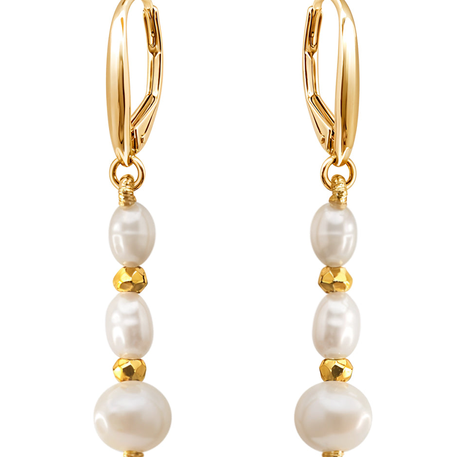 Aretes Plata 925 Marina Perlas Rosas Oval con Pirita Dorada Anamora