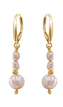 Aretes Plata 925 Marina Perla Blanca Oval con Pirita Dorada Anamora