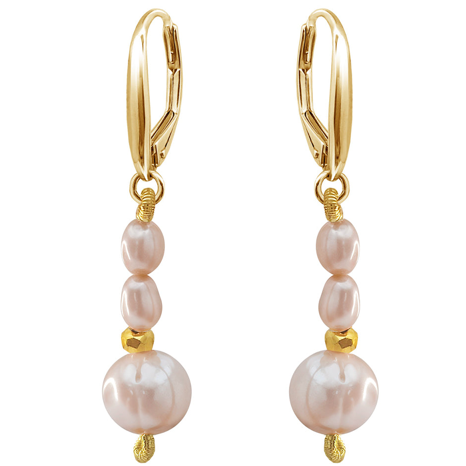 Aretes Plata 925 Marina Perla Blanca Oval con Pirita Dorada Anamora