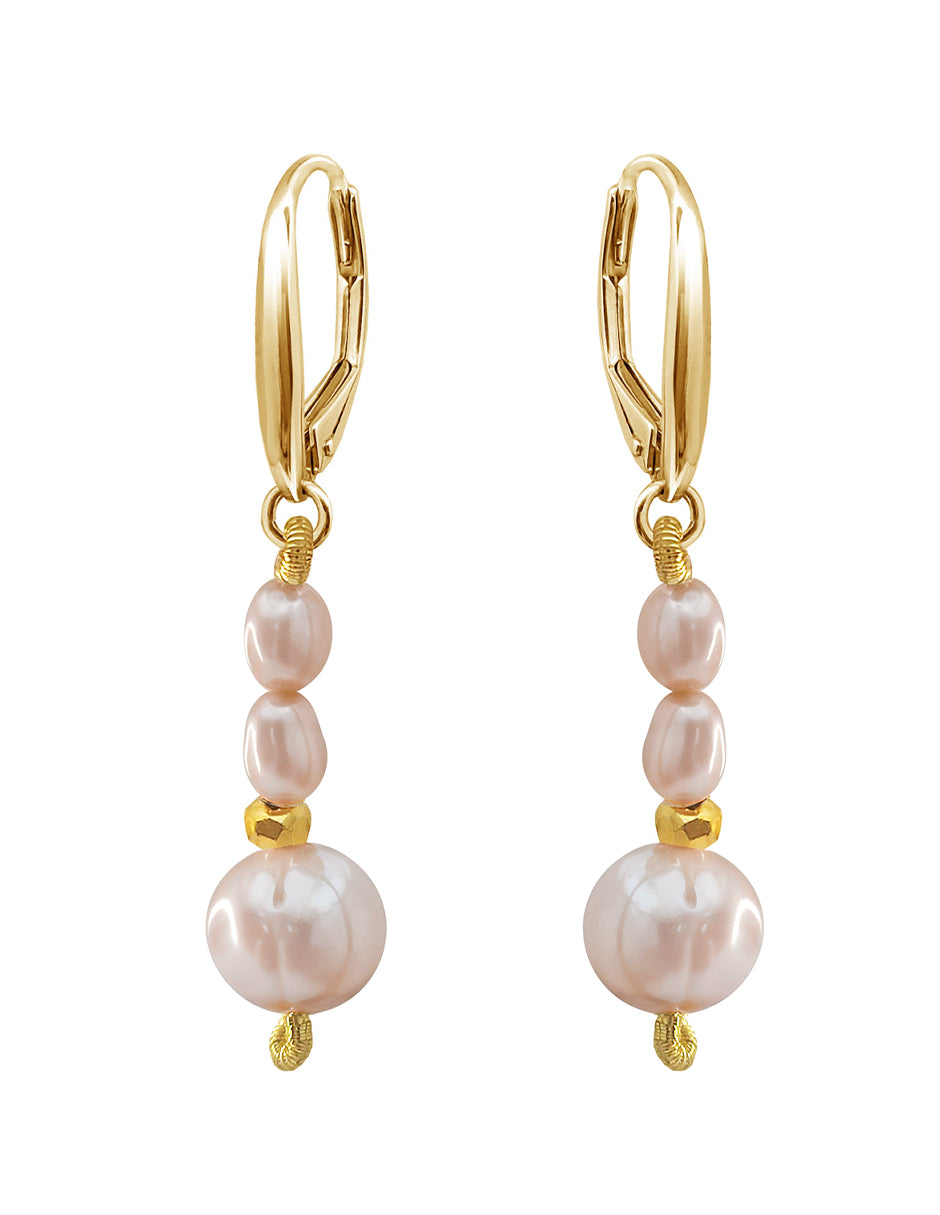 Aretes Plata 925 Marina Perla Blanca Oval con Pirita Dorada Anamora
