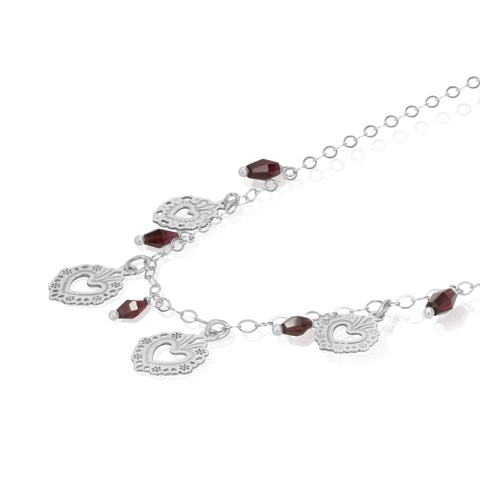 Collar Mujer Plata 925 Milagritos Corazón Granate Gd Anamora por Tanya Moss