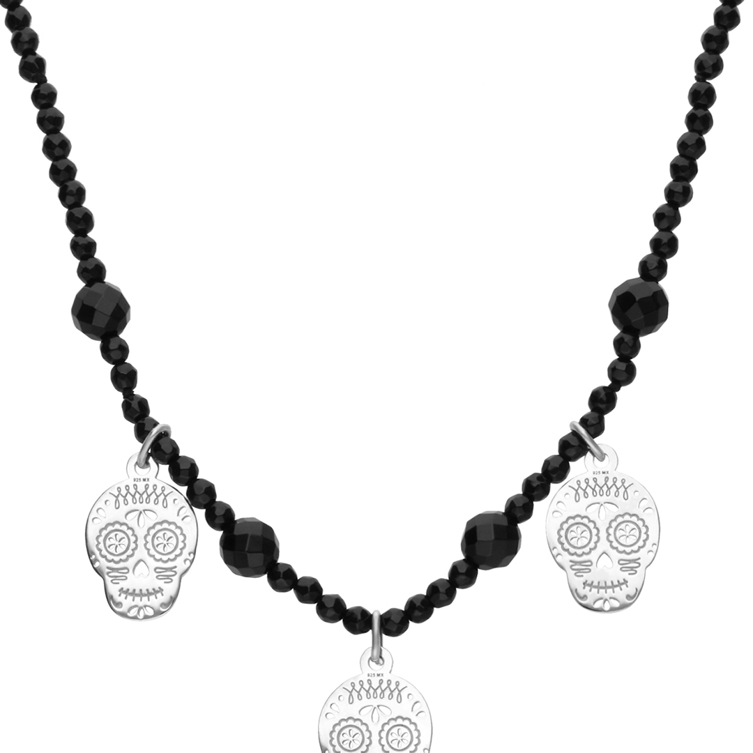 Collar Mujer Plata 925 3 Calaverita Ónix Anamora por Tanya Moss - Tanya Moss