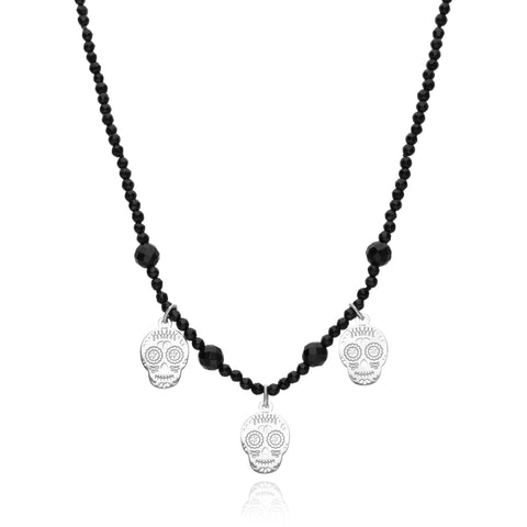 Collar Mujer Plata 925 3 Calaverita Ónix Anamora por Tanya Moss