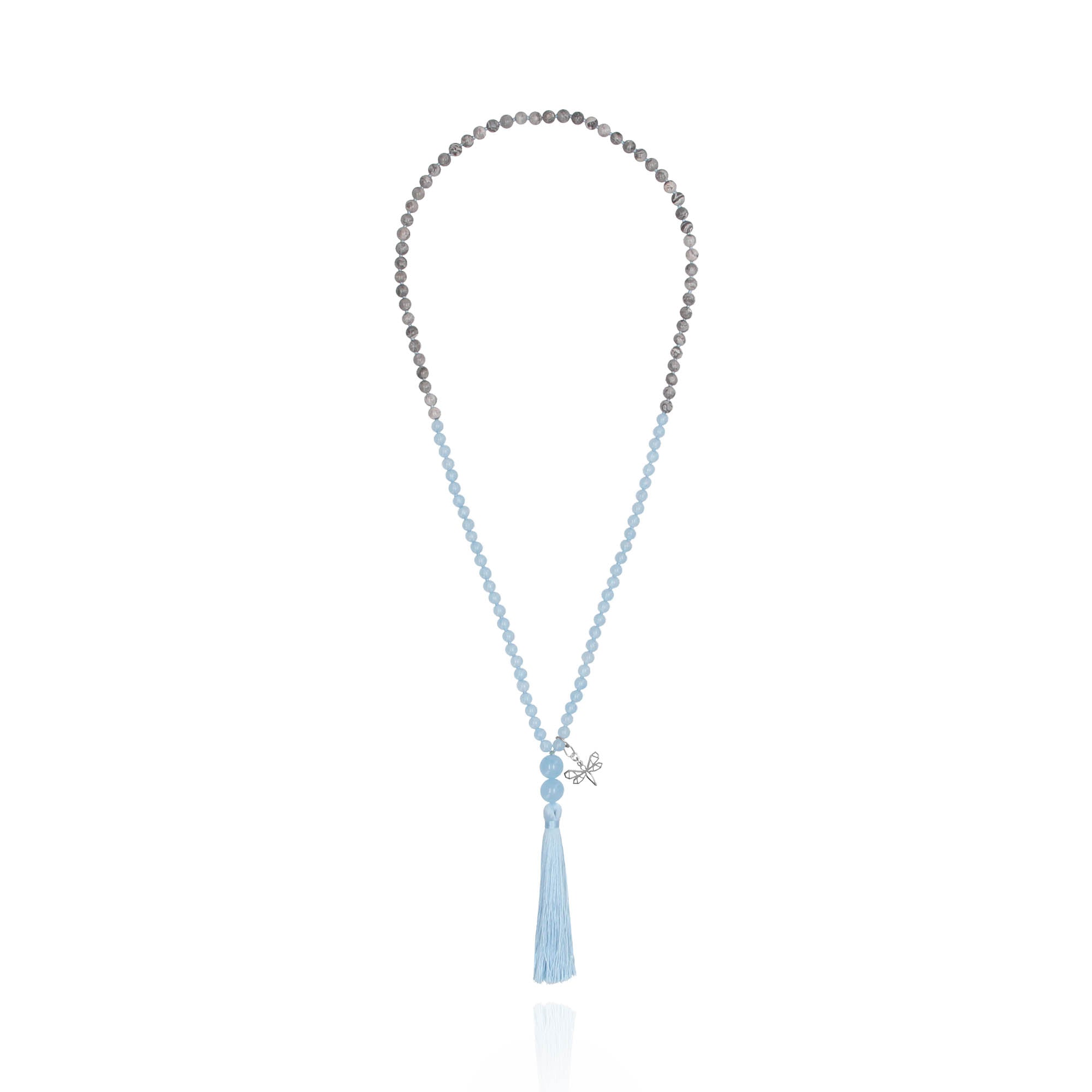 Collar Japamala Blue Jade Libelula Origami - Tanya Moss