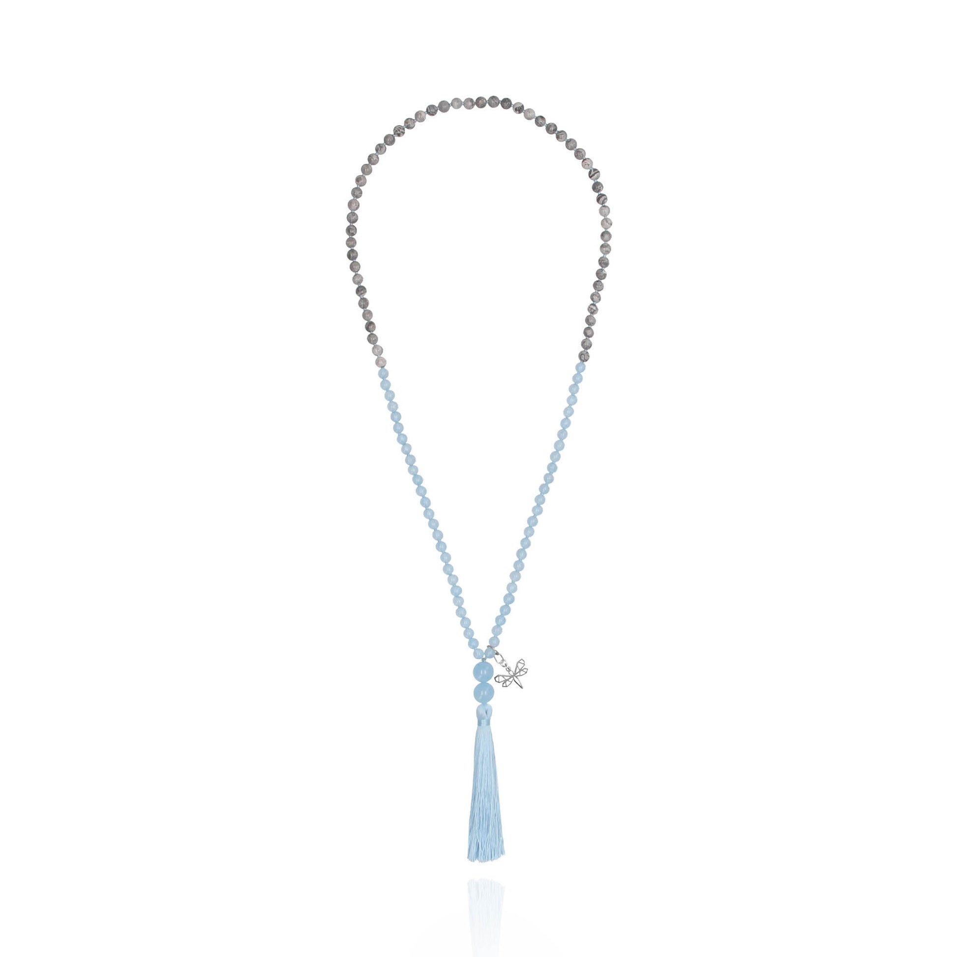 Collar Japamala Blue Jade Libelula Origami - Tanya Moss
