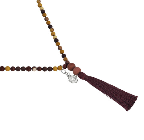 Collar Japamala Mookaite Jasper Trebol