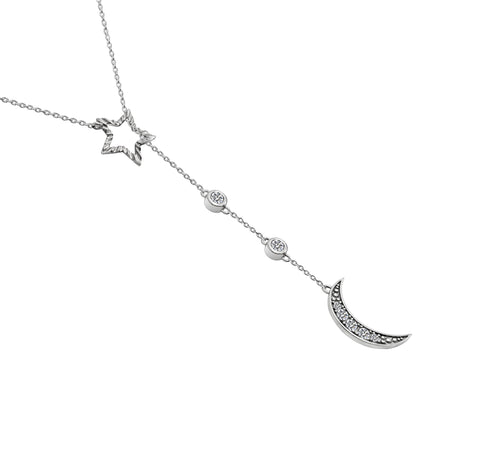 Collar Mujer Plata 925 Esenciales Luna Circonia Anamora por Tanya Moss