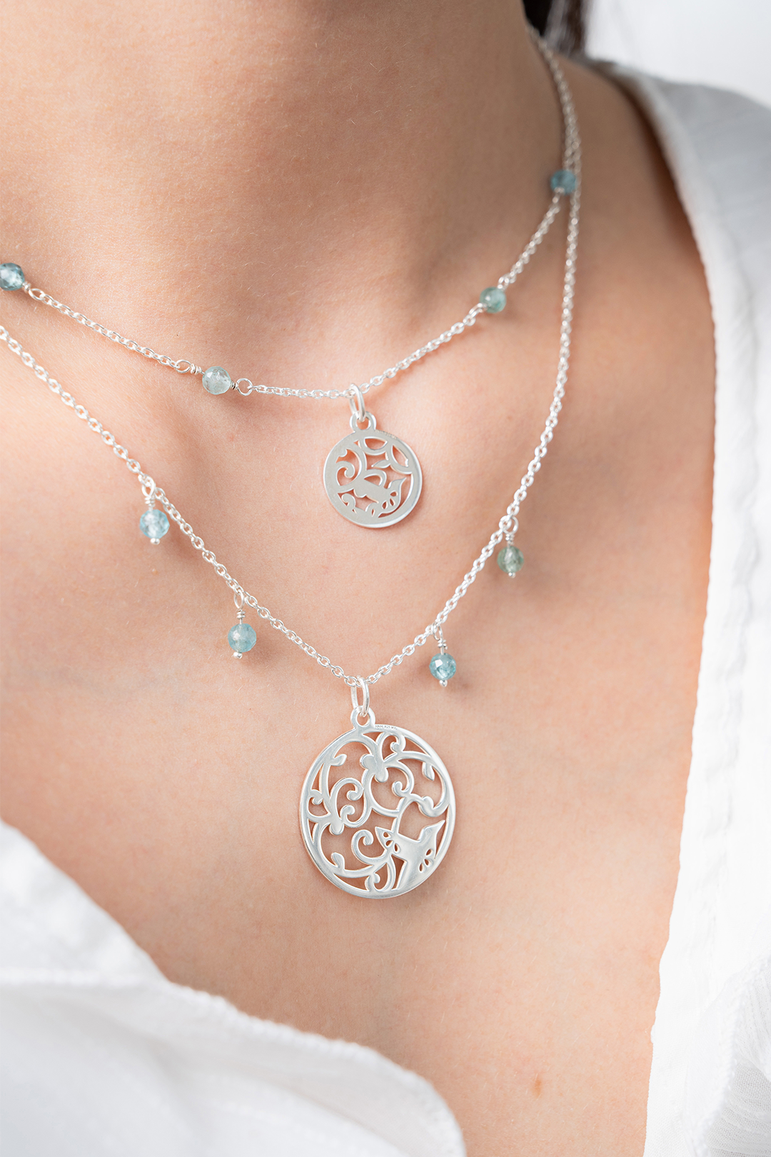 Collar Mujer Plata 925 Pajarito Apatita Anamora Por Tanya Moss