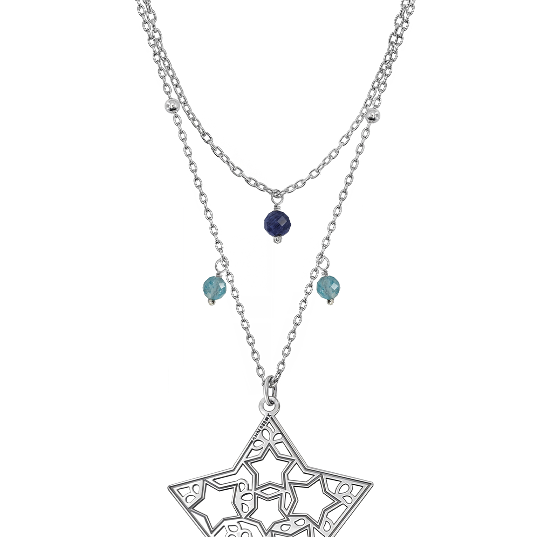 Collar Mujer Plata 925 Deseos Estrella Sodallita Apatita Anamora por Tanya Moss - Tanya Moss