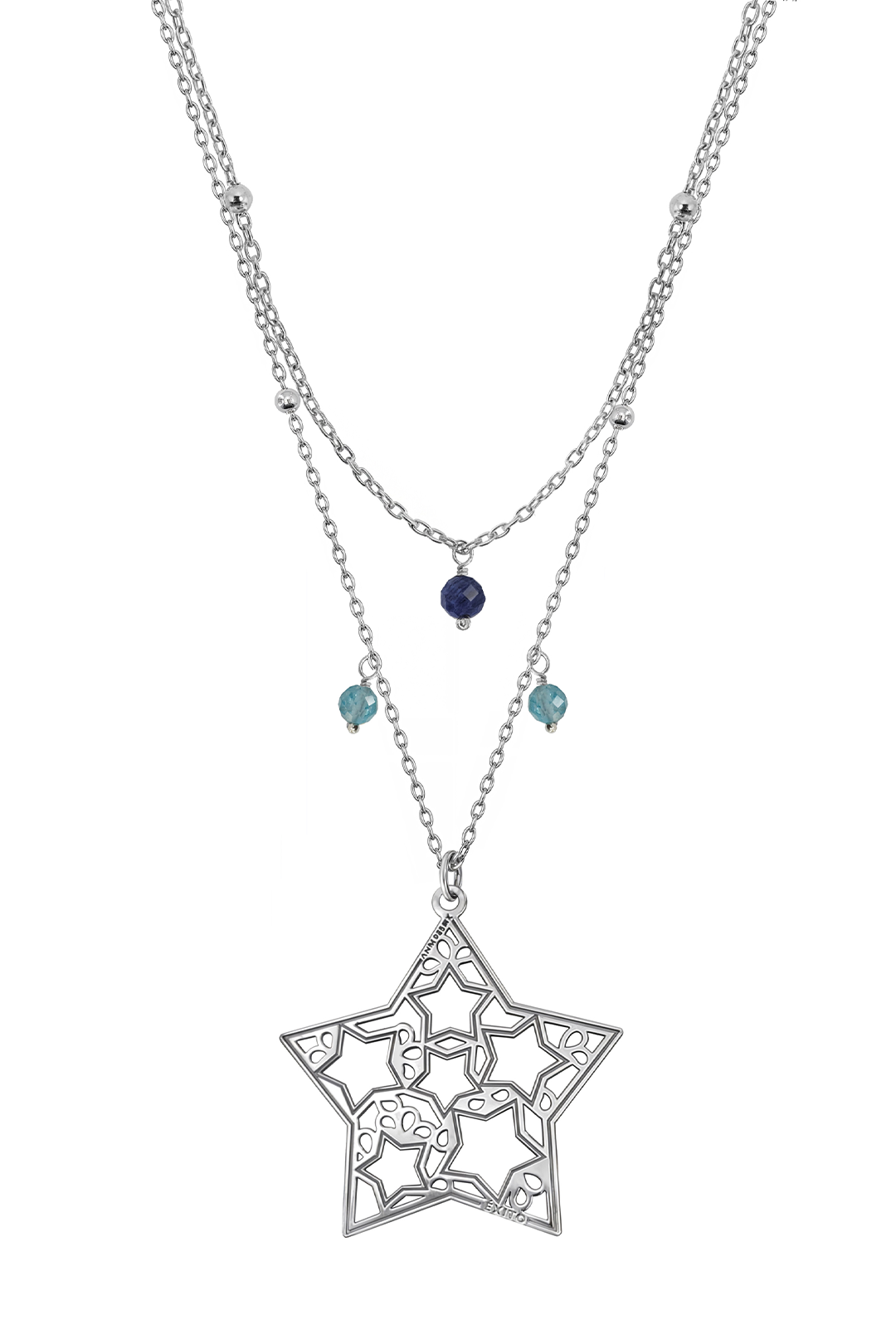 Collar Mujer Plata 925 Deseos Estrella Sodallita Apatita Anamora por Tanya Moss - Tanya Moss