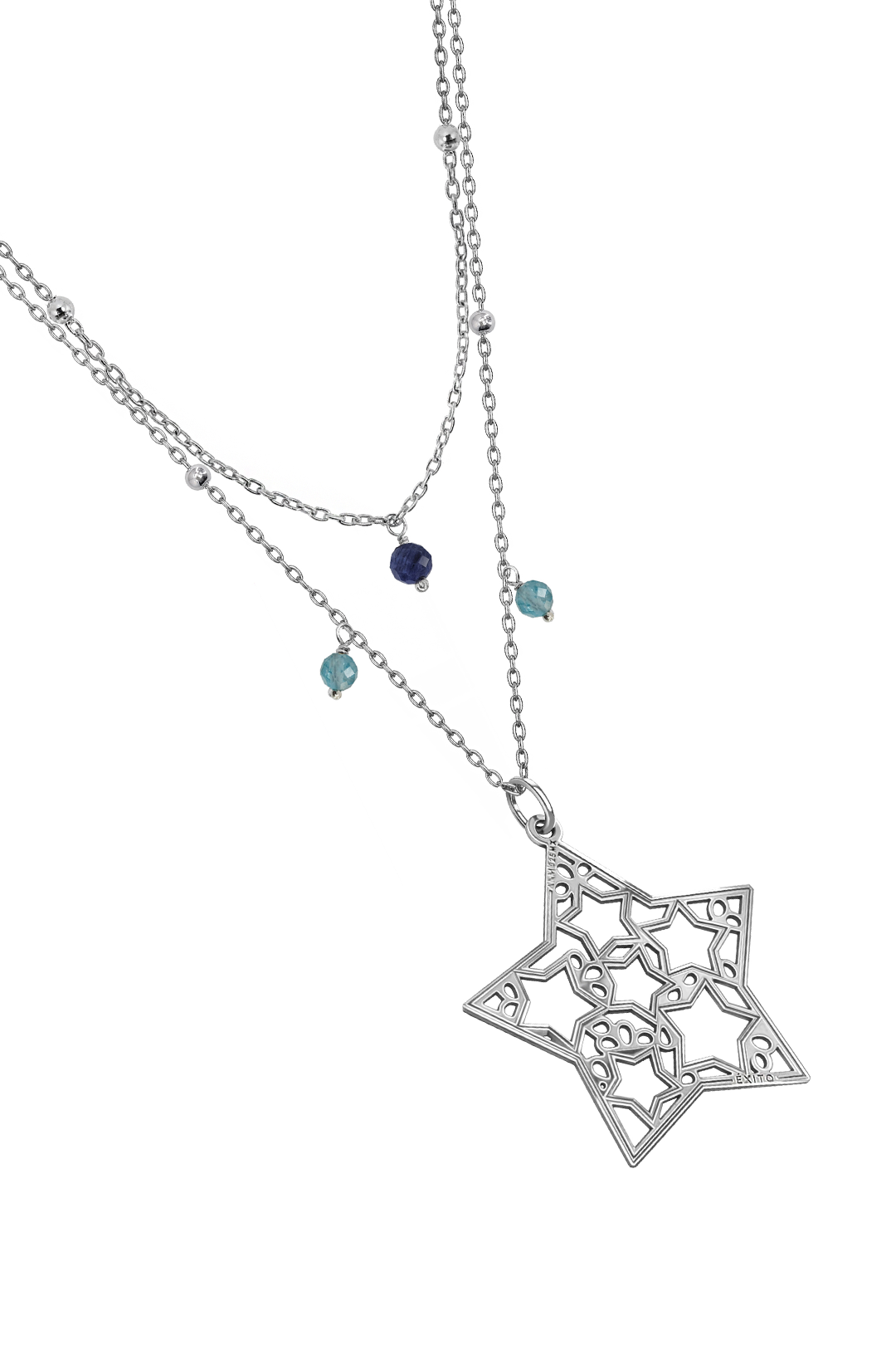 Collar Mujer Plata 925 Deseos Estrella Sodallita Apatita Anamora por Tanya Moss