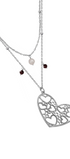 Collar Mujer Plata 925 Deseos Corazon Granate Cuarzo Rosa Anamora por Tanya Moss - Tanya Moss