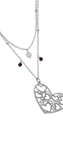 Collar Mujer Plata 925 Deseos Corazon Granate Cuarzo Rosa Anamora por Tanya Moss - Tanya Moss