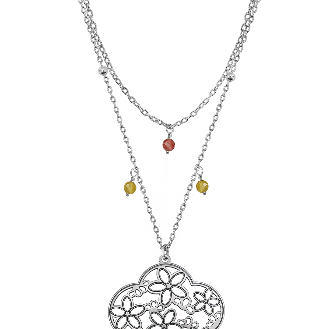 Collar Mujer Plata 925 Deseos Flor Cornalina Citrino Anamora por Tanya Moss - Tanya Moss