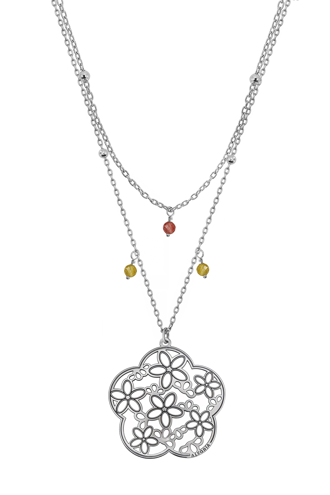 Collar Mujer Plata 925 Deseos Flor Cornalina Citrino Anamora por Tanya Moss - Tanya Moss